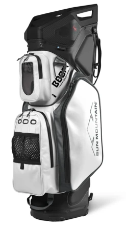 Sun Mountain 2023 Boom Bag Golf Cart Bag With Speakers -Golf Sports Store 2023 BoomCart 230392 black white