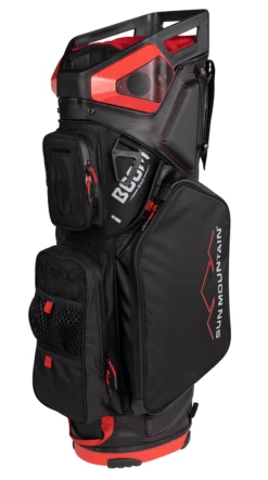 Sun Mountain 2023 Boom Bag Golf Cart Bag With Speakers -Golf Sports Store 2023 BoomCart 230393 black red