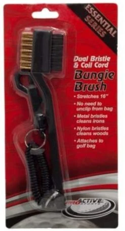 Club Brush Dual Bristle & Coil Cord Bungie Brush -Golf Sports Store Bungie Brush Black