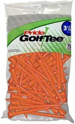 Pride Sports Wood Golf Tees 3.25" -Golf Sports Store Classic Wood Tee 3.25 75 count Orange