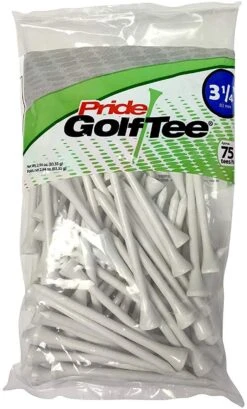 Pride Sports Wood Golf Tees 3.25" -Golf Sports Store Classic Wood Tee 3.25 75 count White