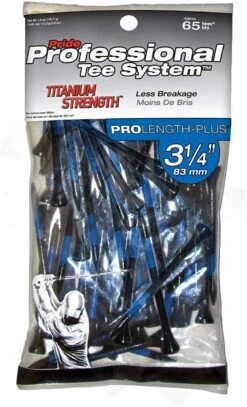 Pride Professional Tee System ProLength Golf Tees -Golf Sports Store PTS ProLength Black Blue 3.25 Titanium Strength 65ct