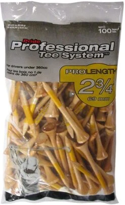 Pride Professional Tee System ProLength Golf Tees -Golf Sports Store PTS ProLength Natural Yellow 2.75 100