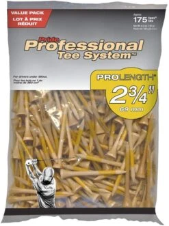 Pride Professional Tee System ProLength Golf Tees -Golf Sports Store PTS ProLength Natural Yellow 2.75 175
