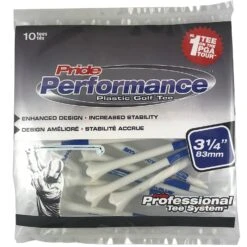 Pride Performance Plastic PTS Golf Tees -Golf Sports Store Pride Performance 314 White 10ct 87877