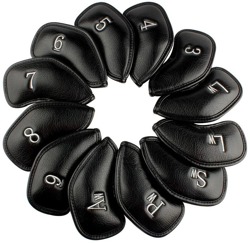 Volf Golf Black Synthetic Leather Iron Covers Set 1 Volf Golf Black Synthetic Leather Iron Covers Set