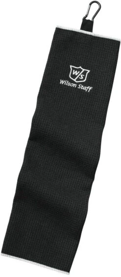 Wilson Staff Microfiber Trifold Golf Towel 16" X 21" Black -Golf Sports Store WIlson TriFold Towel Black
