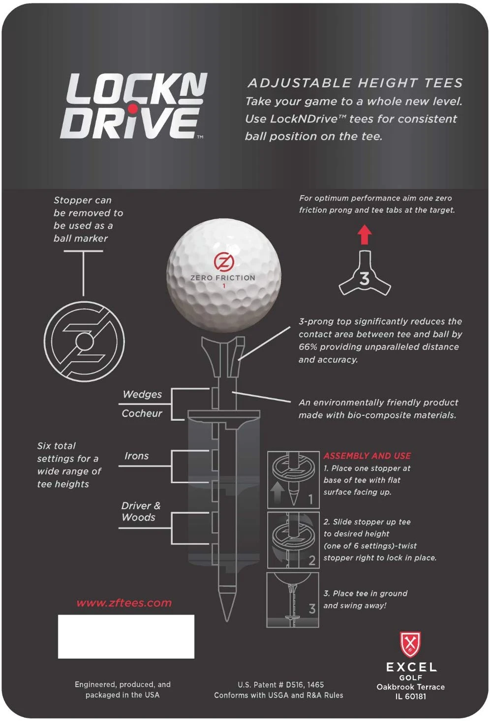 Zero Friction Lock N Drive 3-Prong Golf Tees (3-1/4 Inch, White, Pack Of 18) 2 Zero Friction Lock N Drive 3-Prong Golf Tees (3-1/4 Inch, White, Pack Of 18) - Image 2